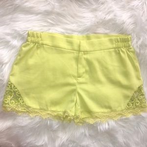 Lime Green Lace Trim Shorts